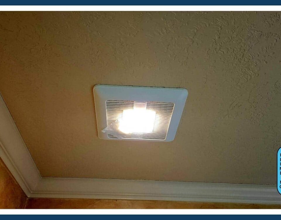 Newly installed bathroom fan with build in light and motion sensor